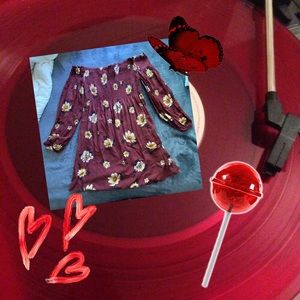 Burgundy Floral Off the Shoulder Dress